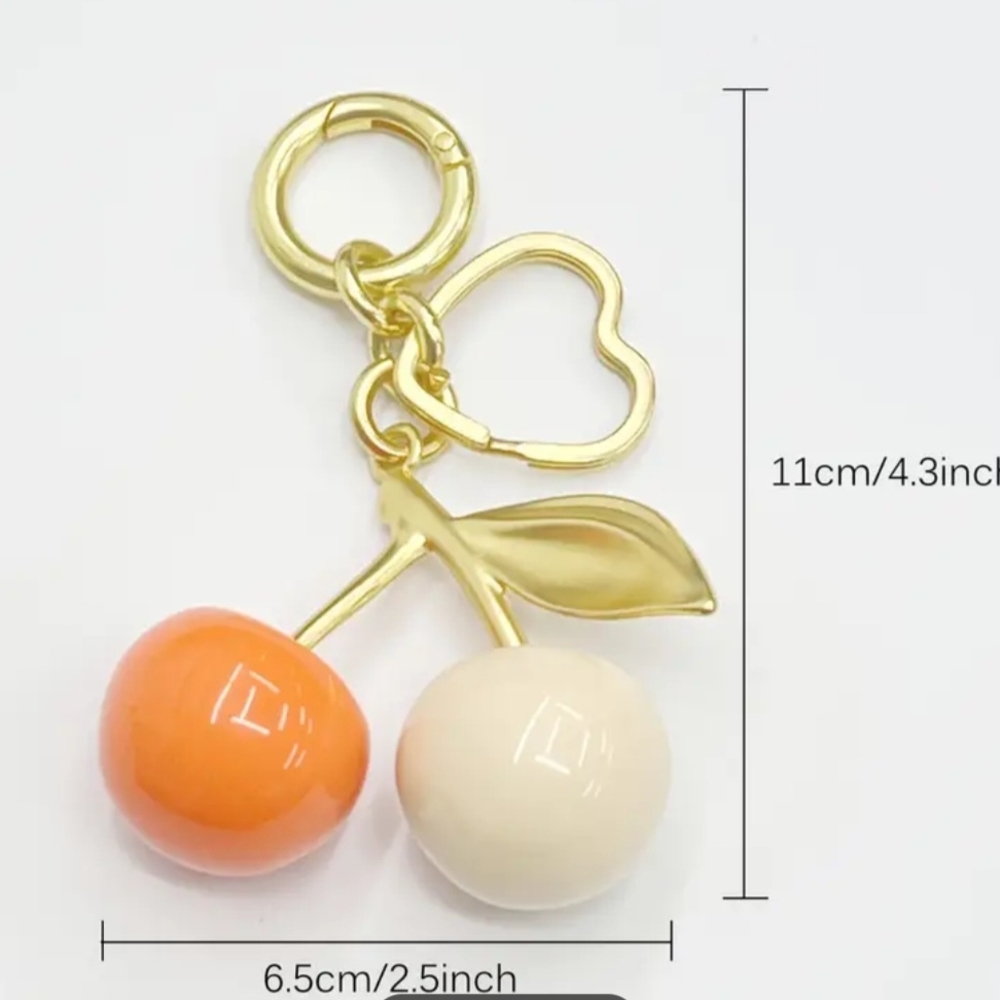Gold and Orange Cherry Keychain - Picture 2 of 4